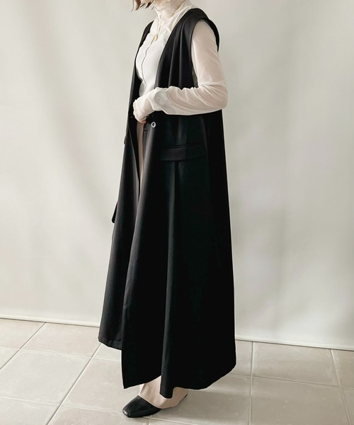 ECRIRE(エクリール)の「【陽コラボ】ダブルボタンジレジャンスカ(ジャンパースカート・レディース・ブラック/モカ・M/L)」の14枚目の写真