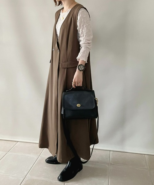 ECRIRE(エクリール)の「【陽コラボ】ダブルボタンジレジャンスカ(ジャンパースカート・レディース・ブラック/モカ・M/L)」の21枚目の写真