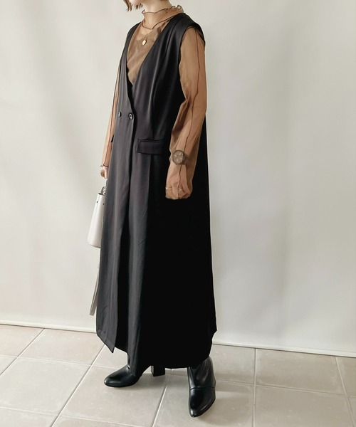 ECRIRE(エクリール)の「【陽コラボ】ダブルボタンジレジャンスカ(ジャンパースカート・レディース・ブラック/モカ・M/L)」の18枚目の写真