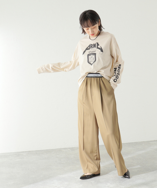 PROTAGONISTA（プロタゴニスタ）の「【PROTAGONISTA / プロタゴニスタ】LONG SLEEVE TEE（Tシャツ/カットソー・レディース・カーキ/アイボリー・FREE）」の4枚目の写真