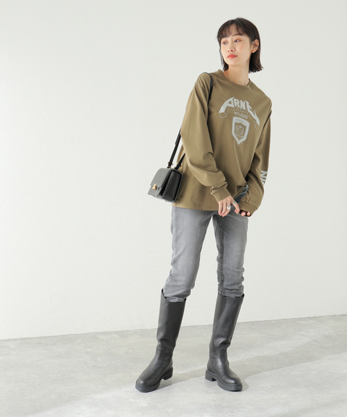 PROTAGONISTA（プロタゴニスタ）の「【PROTAGONISTA / プロタゴニスタ】LONG SLEEVE TEE（Tシャツ/カットソー・レディース・カーキ/アイボリー・FREE）」の6枚目の写真