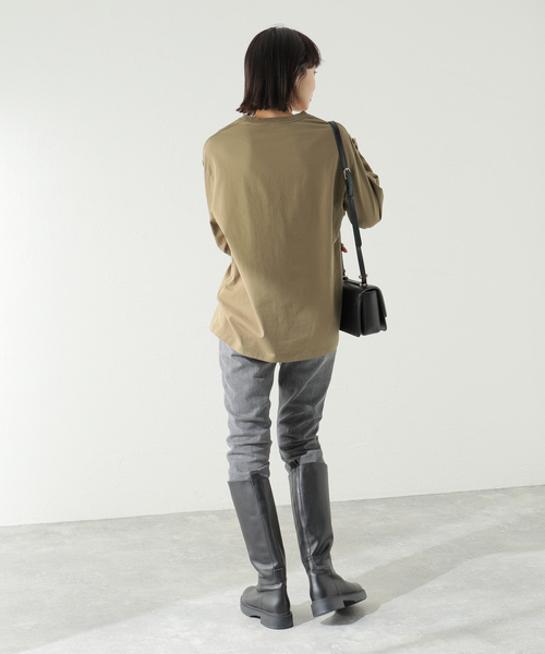 PROTAGONISTA（プロタゴニスタ）の「【PROTAGONISTA / プロタゴニスタ】LONG SLEEVE TEE（Tシャツ/カットソー・レディース・カーキ/アイボリー・FREE）」の7枚目の写真