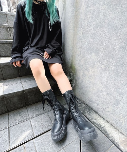 Figments(フィグメンツ)の「アグリーアウトソールブーツ(ブーツ・レディース・ブラック・SMALL/MEDIUM)」の2枚目の写真