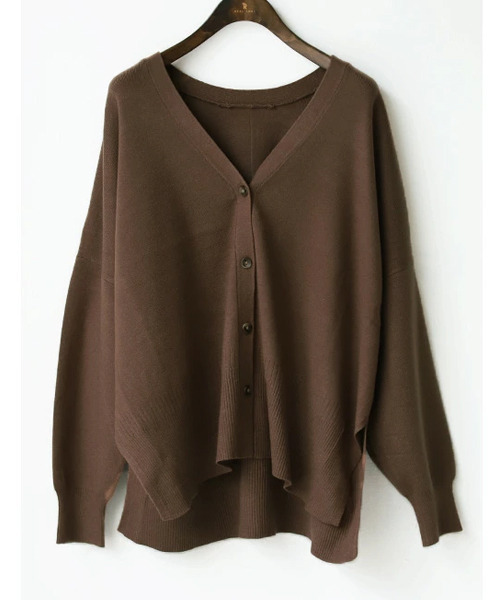 REAL CUBE(リアルキューブ)の「静電気防止リブポンチョカーディガン(カーディガン/ボレロ・レディース・グリーン/ブラウン/ブラック/ブルー/ピンク・FREE)」の1枚目の写真