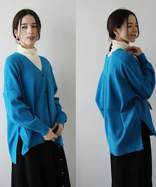 REAL CUBE(リアルキューブ)の「静電気防止リブポンチョカーディガン(カーディガン/ボレロ・レディース・グリーン/ブラウン/ブラック/ブルー/ピンク・FREE)」の13枚目の写真