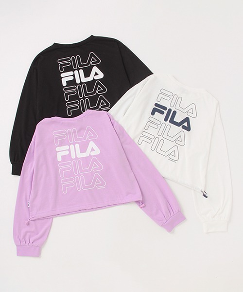 LOVETOXIC（ラブトキシック）の「【FILA】ドロスト長袖Tシャツ（Tシャツ/カットソー・キッズ・ラベンダー/ブラック/オフホワイト・M/S/L）」の16枚目の写真