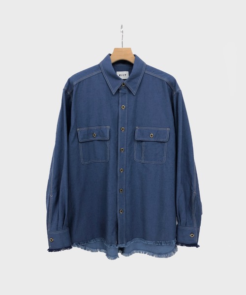 KIIT（キート）の「KIIT キート / FRINGE WORK SHIRT JKT フリンジワークシャツジャケット / KIO-B99-009（シャツ/ブラウス・メンズ・オフホワイト/ワンウォッシュ・3/1/2）」の5枚目の写真
