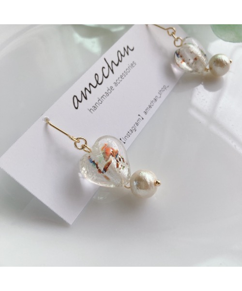 tone(トーン)の「【amechan】cocoro(ピアス)(MA)(ピアス(両耳用)・レディース・ブラウン/ホワイト・FREE)」の3枚目の写真