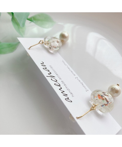 tone(トーン)の「【amechan】cocoro(ピアス)(MA)(ピアス(両耳用)・レディース・ブラウン/ホワイト・FREE)」の4枚目の写真