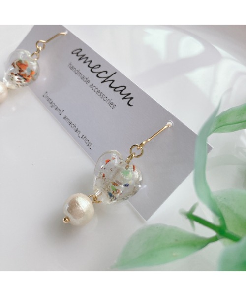 tone(トーン)の「【amechan】cocoro(ピアス)(MA)(ピアス(両耳用)・レディース・ブラウン/ホワイト・FREE)」の5枚目の写真