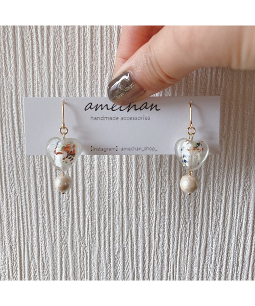 tone(トーン)の「【amechan】cocoro(ピアス)(MA)(ピアス(両耳用)・レディース・ブラウン/ホワイト・FREE)」の7枚目の写真