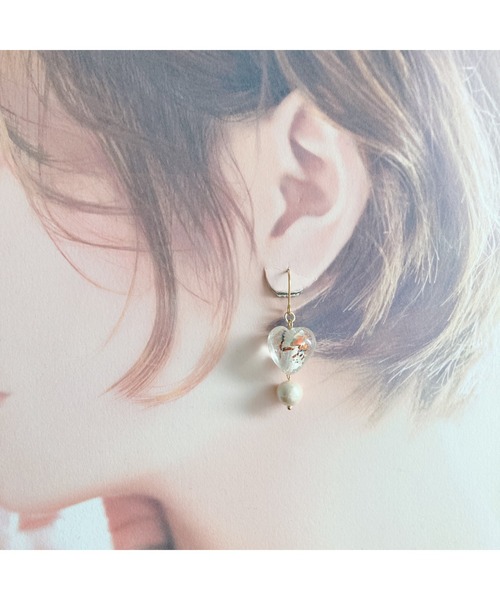tone(トーン)の「【amechan】cocoro(ピアス)(MA)(ピアス(両耳用)・レディース・ブラウン/ホワイト・FREE)」の8枚目の写真