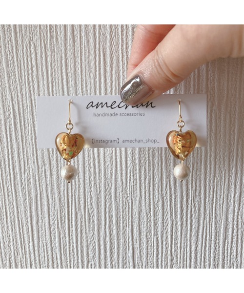 tone(トーン)の「【amechan】cocoro(ピアス)(MA)(ピアス(両耳用)・レディース・ブラウン/ホワイト・FREE)」の13枚目の写真