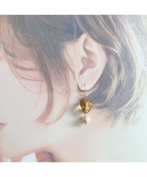 tone(トーン)の「【amechan】cocoro(ピアス)(MA)(ピアス(両耳用)・レディース・ブラウン/ホワイト・FREE)」の14枚目の写真