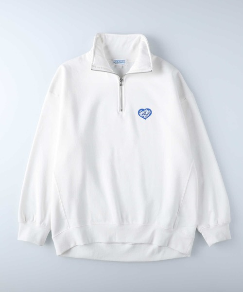 Right-on（ライトオン）の「スマボハーフジップスウェット（スウェット・メンズ・グリーン/オフホワイト/サックスブルー/グレー・XL/L/M）」の2枚目の写真