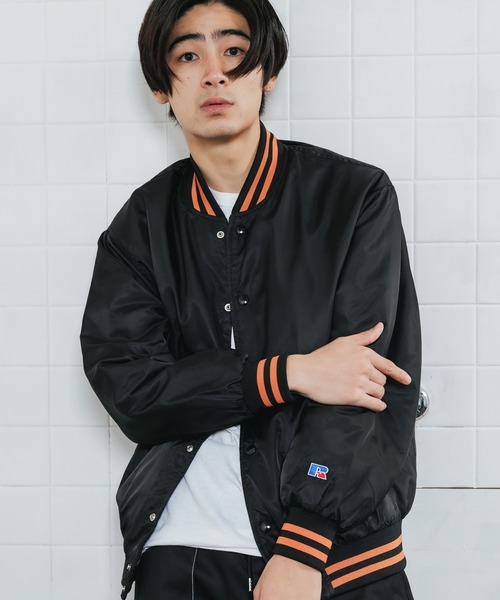 Russell Athletic(ラッセルアスレティック)の「Russell Athletic/ラッセルアスレティック NYLON VARSITIY BASEBALL JACKET スタジャン ベースボールジャケット(スタジャン・メンズ・ブラウン/ネイビー/ブラック/グリーン・L/XL/M)」の10枚目の写真