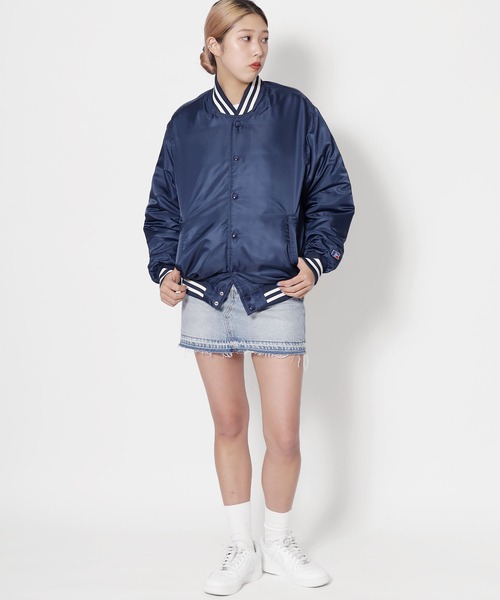 Russell Athletic(ラッセルアスレティック)の「Russell Athletic/ラッセルアスレティック NYLON VARSITIY BASEBALL JACKET スタジャン ベースボールジャケット(スタジャン・メンズ・ブラウン/ネイビー/ブラック/グリーン・L/XL/M)」の16枚目の写真