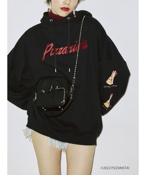 jouetie（ジュエティ）の「PIZZANISTA! フーディ【コラボ】（パーカー・レディース・ブラック/グレー/グリーン・MEDIUM）」の7枚目の写真
