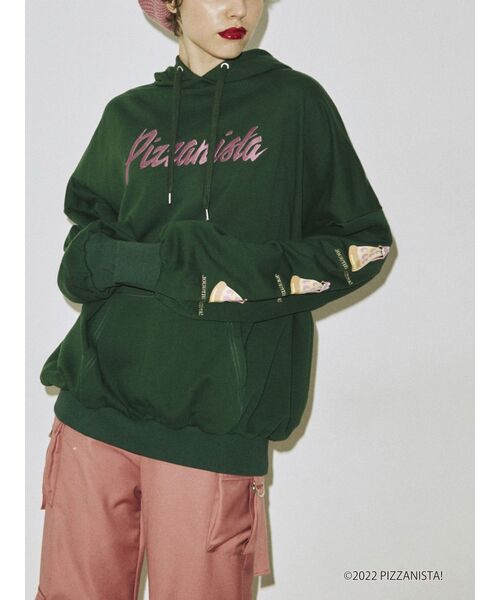 jouetie（ジュエティ）の「PIZZANISTA! フーディ【コラボ】（パーカー・レディース・ブラック/グレー/グリーン・MEDIUM）」の16枚目の写真