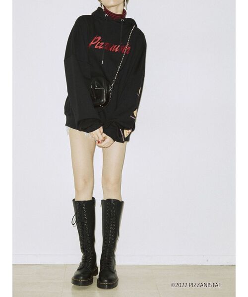 jouetie（ジュエティ）の「PIZZANISTA! フーディ【コラボ】（パーカー・レディース・ブラック/グレー/グリーン・MEDIUM）」の11枚目の写真