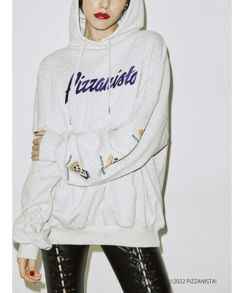 jouetie（ジュエティ）の「PIZZANISTA! フーディ【コラボ】（パーカー・レディース・ブラック/グレー/グリーン・MEDIUM）」の9枚目の写真
