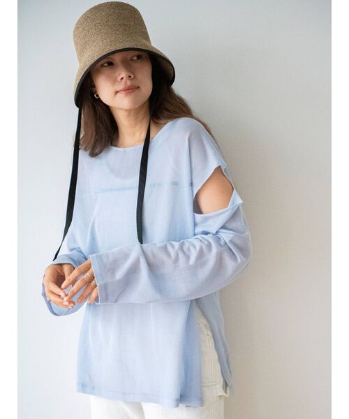 Ungrid（アングリッド）の「ショルダーカットシアーニット（ニット/セーター・レディース・ミント/ブルー/オレンジ/イエロー・FREE）」の9枚目の写真