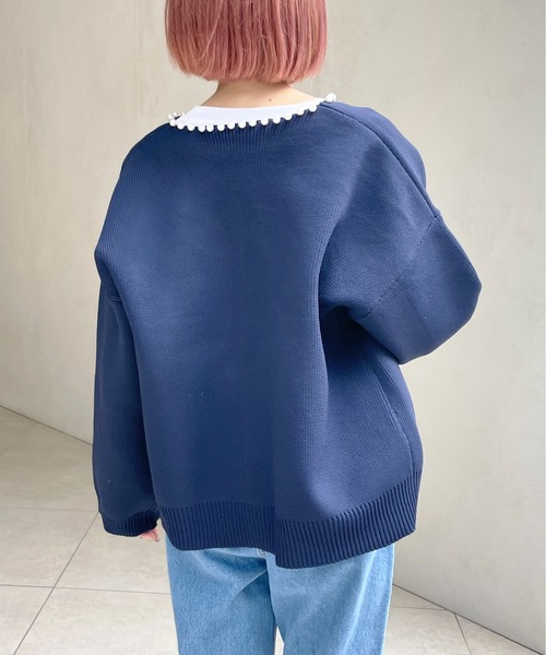 Meli rich（メリーリッチ）の「パールニットカーディガン（カーディガン/ボレロ・レディース・アイボリー/ブラック/パープル/イエロー/グレー/ネイビー・FREE）」の22枚目の写真