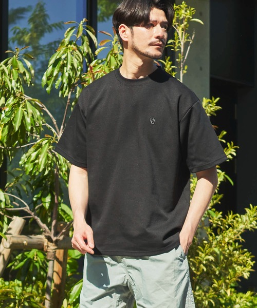 UNIVERSAL OVERALL（ユニバーサルオーバーオール）の「【UNIVERSAL OVERALL】別注 リラックスフィット 刺繍 ポンチ半袖Tシャツ（Tシャツ/カットソー・メンズ・ブラック/ホワイト/ネイビー/オートミール/チャコールグレー/ブルーグレー・MEDIUM/LARGE/X-LARGE）」の17枚目の写真