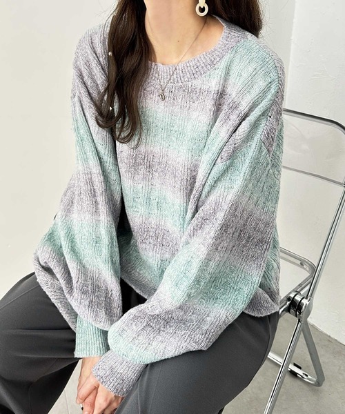GeeRA(ジーラ)の「セットアップ対応グラデーションニットプルオーバー(ニット/セーター・レディース・ベージュ/ピンク/グリーン・SMALL/MEDIUM/LARGE/X-LARGE)」の1枚目の写真