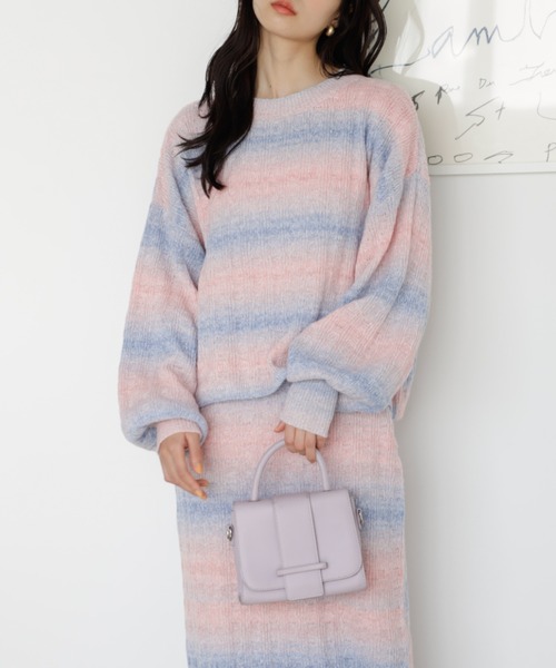 GeeRA(ジーラ)の「セットアップ対応グラデーションニットプルオーバー(ニット/セーター・レディース・ベージュ/ピンク/グリーン・SMALL/MEDIUM/LARGE/X-LARGE)」の8枚目の写真