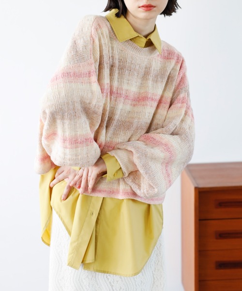 GeeRA(ジーラ)の「セットアップ対応グラデーションニットプルオーバー(ニット/セーター・レディース・ベージュ/ピンク/グリーン・SMALL/MEDIUM/LARGE/X-LARGE)」の11枚目の写真