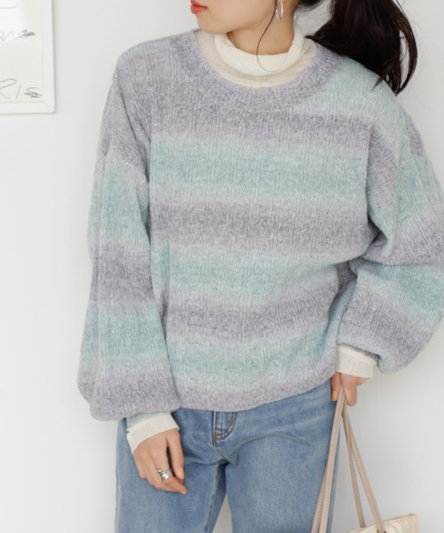GeeRA(ジーラ)の「セットアップ対応グラデーションニットプルオーバー(ニット/セーター・レディース・ベージュ/ピンク/グリーン・SMALL/MEDIUM/LARGE/X-LARGE)」の14枚目の写真