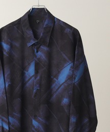 Drape Georgette Whole Pattern Oversized Shirt/とろみドレープジョーゼット 総柄長袖オーバーサイズシャツ