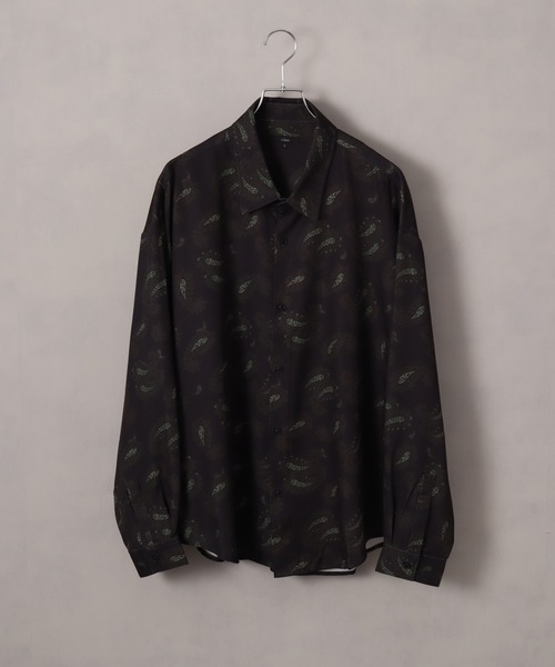 Art re A select（アトリエセレクト）の「Drape Georgette Whole Pattern Oversized Shirt/とろみドレープジョーゼット 総柄長袖オーバーサイズシャツ（シャツ/ブラウス・メンズ・ブルー系その他/ブラックミックス/ブラック系その他7/グレー系その他2/グレー系その他3/キャメル/ホワイト系その他3/ブラック系その他4/ブラック系その他6/ブラウン系その他3/ベージュ系その他2/ホワイト系その他/ベージュ系その他/ブラック系その他/ホワイト系その他2/ホワイト系その他4/ブラック系その他3/ブラック系その他5/ブラウン系その他2/ブラック系その他2/ブラウン系その他4/ブラウン系その他5/ブルー系その他2/グレー系その他/ブラウン系その他/ホワイト×ブルー/ブラック×レッド/ホワイト系その他6/ベージュ×ブラック/ホワイト系その他7/ダークブラック/ホワイト系その他5/ブラック×ホワイト/ブラック×ブラック/ブラック×グレー/ブラック系/グレー系その他4/ブラック系1/ブラック系3/ブラック系2/ブラック系4/ホワイト系/ホワイト系1/ホワイト系2/ブラウン系その他6/オリーブ系/ダークベージュ/ベージュ系その他3/ブラウン系その他7/スミクロ/ブラック×カーキ/グレー系その他5・M/L）」の20枚目の写真