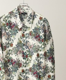 Drape Georgette Whole Pattern Oversized Shirt/とろみドレープジョーゼット 総柄長袖オーバーサイズシャツ