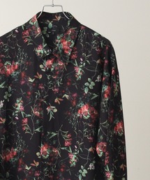 Drape Georgette Whole Pattern Oversized Shirt/とろみドレープジョーゼット 総柄長袖オーバーサイズシャツ
