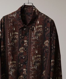 Drape Georgette Whole Pattern Oversized Shirt/とろみドレープジョーゼット 総柄長袖オーバーサイズシャツ