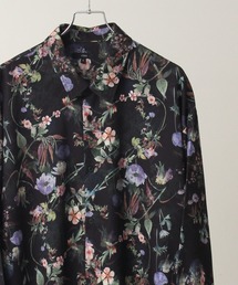 Drape Georgette Whole Pattern Oversized Shirt/とろみドレープジョーゼット 総柄長袖オーバーサイズシャツ