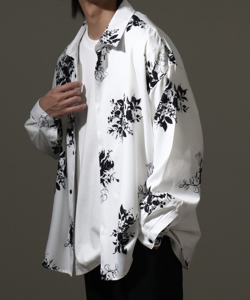 Drape Georgette Whole Pattern Oversized Shirt/とろみドレープジョー