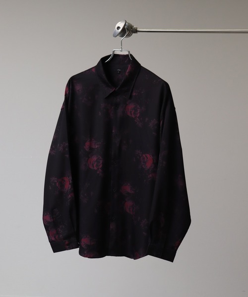 セール】Drape Georgette Whole Pattern Oversized Shirt/とろみ
