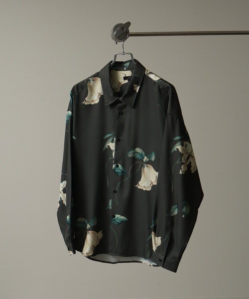 Drape Georgette Whole Pattern Oversized Shirt/とろみドレープ