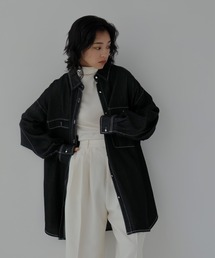 hellam | 配色ステッチ オーバーサイズデニムシャツ(デニムジャケット)