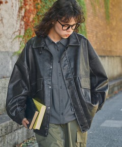 セール】セットアップスカートあり/フェイクレザージャケット