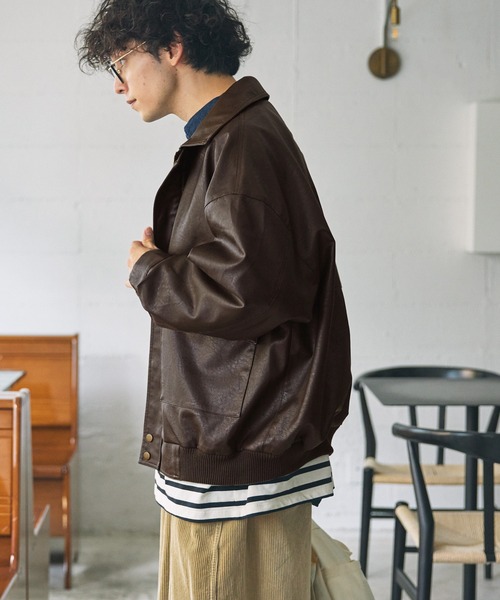 セール】比翼デザインヴィンテージライク オーバーサイズブルゾン