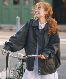 MONO-MART LADY'S（モノマートレディース）の「比翼デザインヴィンテージライク オーバーサイズブルゾン（ブルゾン）」
