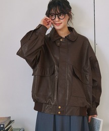 MONO-MART LADY'S（モノマートレディース）の「比翼デザインヴィンテージライク オーバーサイズブルゾン（ブルゾン）」