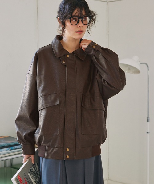 セール】比翼デザインヴィンテージライク オーバーサイズブルゾン