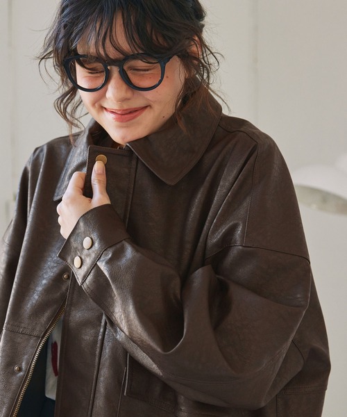 セール】比翼デザインヴィンテージライク オーバーサイズブルゾン