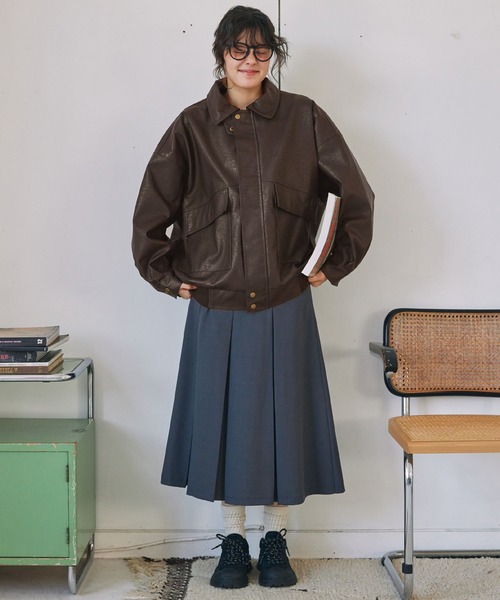 比翼デザインヴィンテージライク オーバーサイズブルゾン MONO-MART