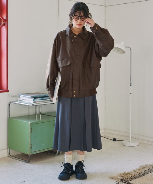 セール】比翼デザインヴィンテージライク オーバーサイズブルゾン